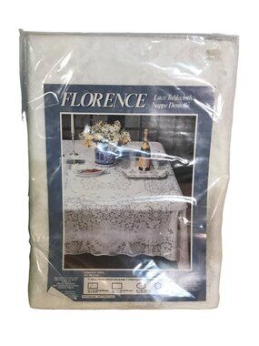 Florence Lace Tablecloth Oblong 52"X 70" Oblong Cottagecore Country Soil Release